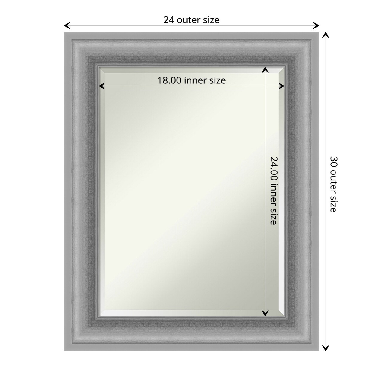 Beveled Bathroom Wall Mirror, Peak Polished Nickel Frame